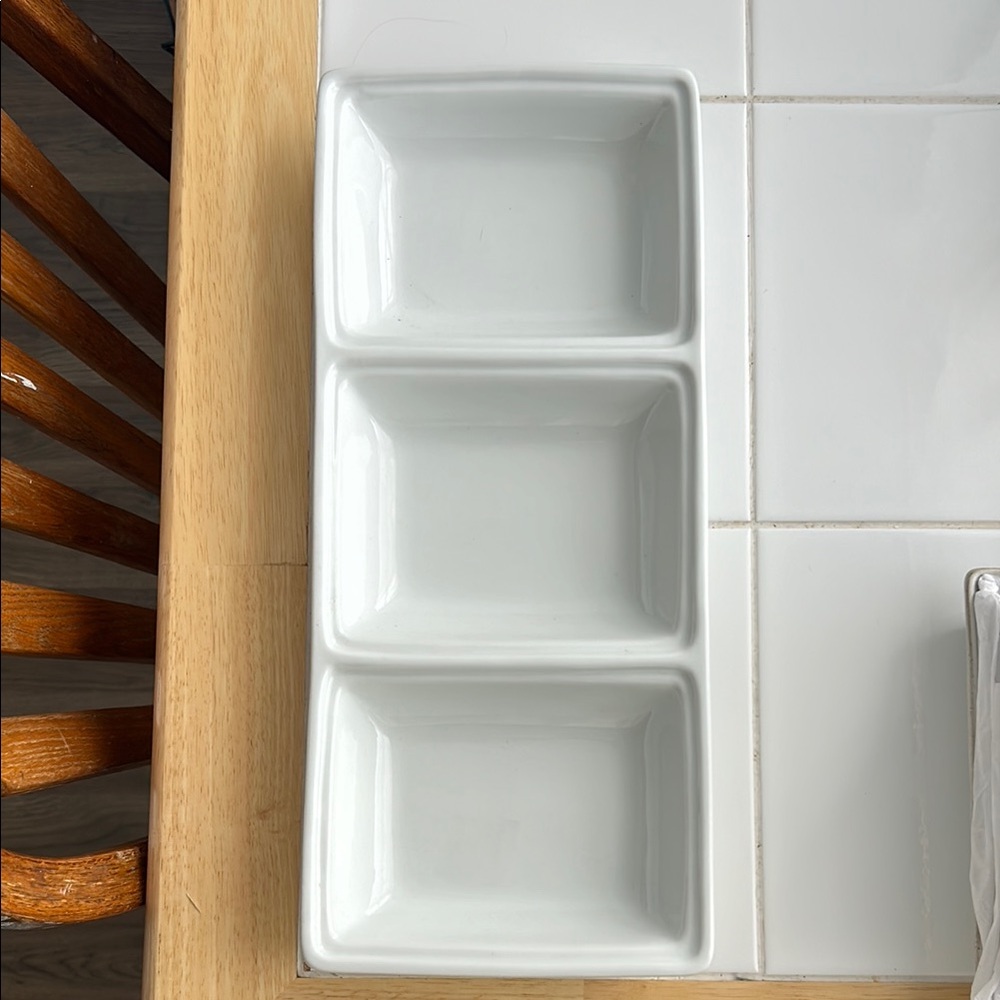 White Ceramic Divided Serving Dish